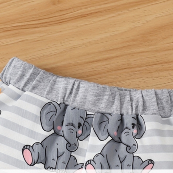 Adorable Baby Boys 2pcs Elephant=Print Hoodie and Shorts Set 3-6M-18-24M - Picture 6 of 7